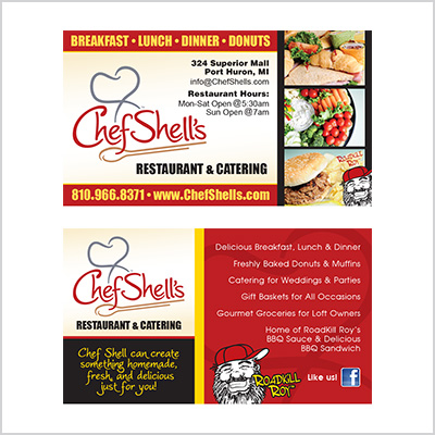 Business card for Chef Shell's Catering