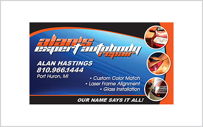 Business card for Alan's Expert Autobody Repair