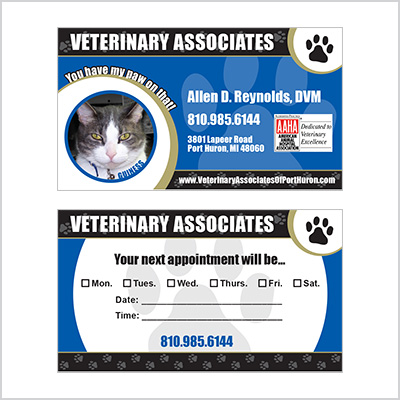 Business card for Veterinary Associates