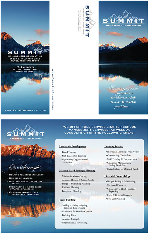Tri-fold brochure for Summit Management Consulting